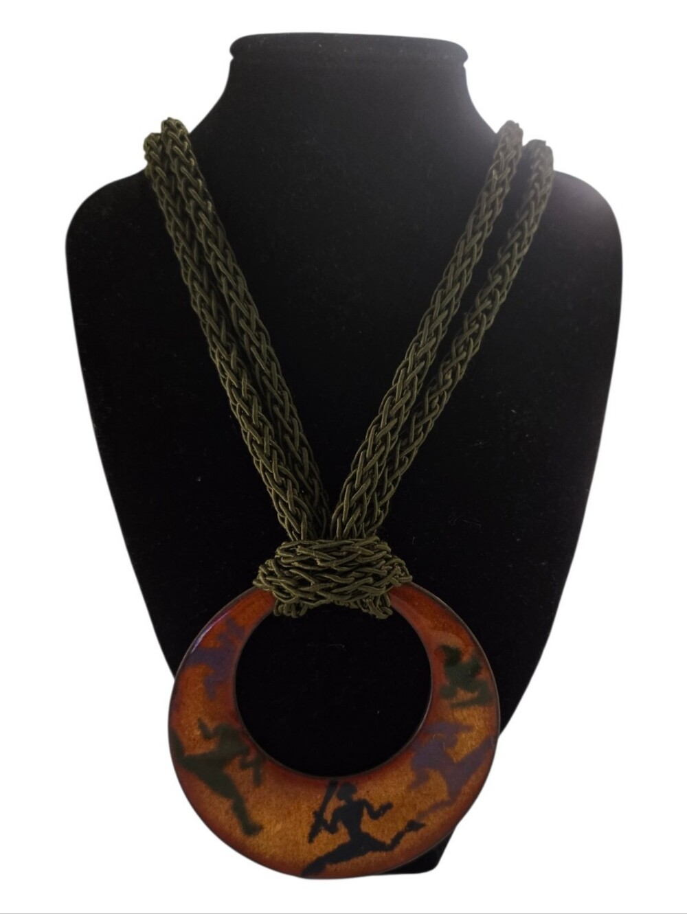 Vintage statement necklace With Prehistoric Cave Art pendant